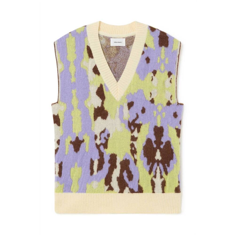 NEW SITA MURT long vest in green/purple
